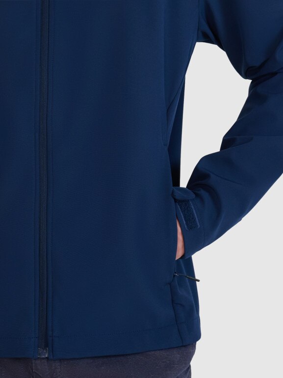Męski softshell z kapturem 4F 4FWSS25TSOFM324 - granatowy