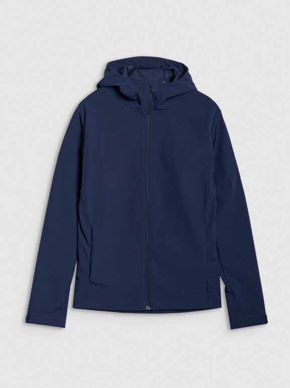 Męski softshell z kapturem 4F 4FWSS25TSOFM324 - granatowy