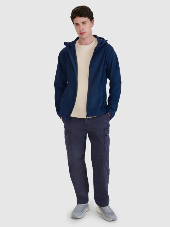 Męski softshell z kapturem 4F 4FWSS25TSOFM324 - granatowy