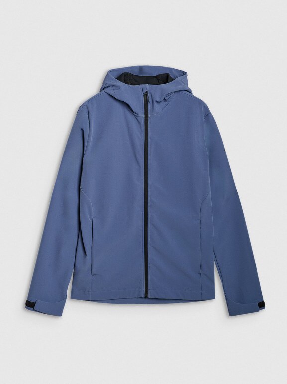 Męski softshell z kapturem 4F 4FWSS25TSOFM324 - niebieski