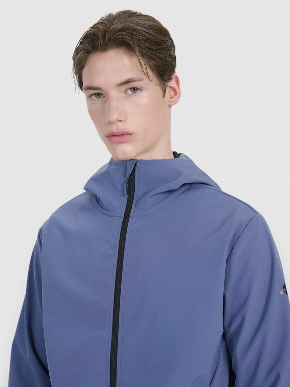 Męski softshell z kapturem 4F 4FWSS25TSOFM324 - niebieski