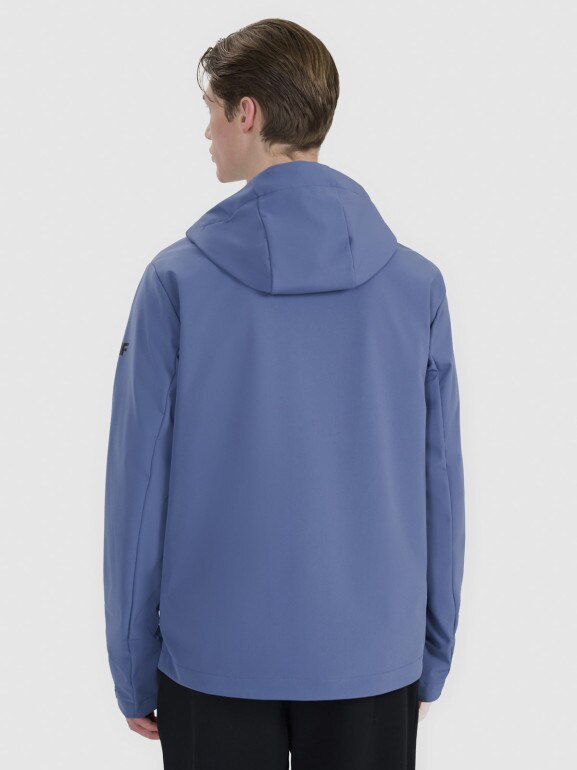 Męski softshell z kapturem 4F 4FWSS25TSOFM324 - niebieski