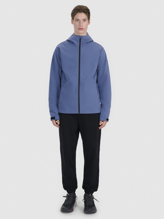 Męski softshell z kapturem 4F 4FWSS25TSOFM324 - niebieski