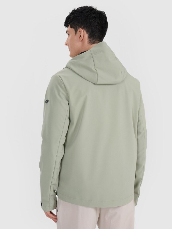 Męski softshell z kapturem 4F 4FWSS25TSOFM324 - zielony