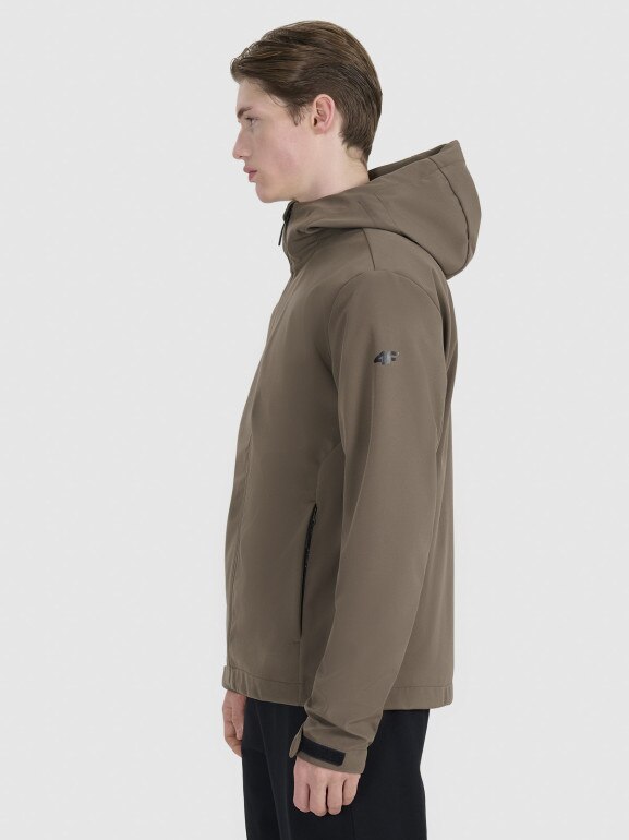 Męski softshell z kapturem 4F 4FWSS25TSOFM324 - brązowy