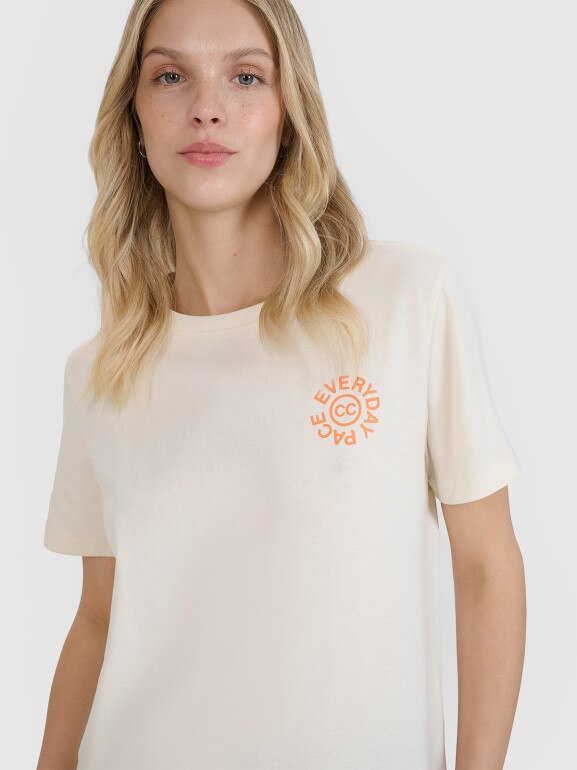 Damski t-shirt oversize 4F 4FWSS25TTSHF1994 - biały