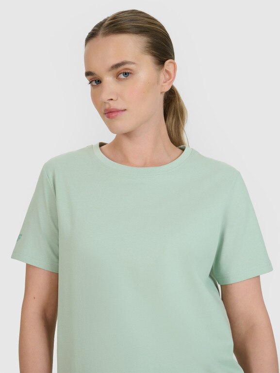 Damski t-shirt z nadrukiem oversize 4F 4FWSS25TTSHF2238 - zielony