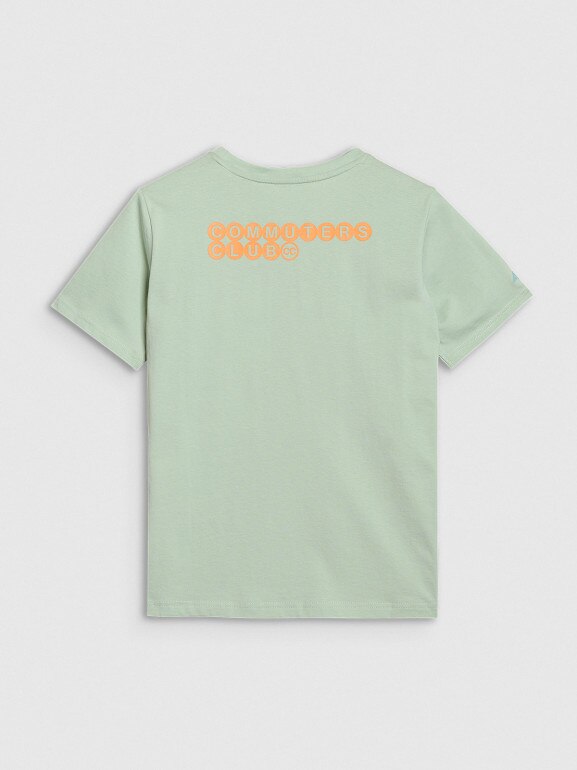 Damski t-shirt z nadrukiem oversize 4F 4FWSS25TTSHF2238 - zielony