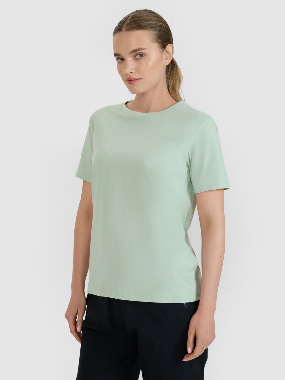 Damski t-shirt z nadrukiem oversize 4F 4FWSS25TTSHF2238 - zielony