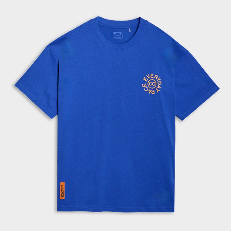 Męski t-shirt oversize z nadrukiem 4F 4FWSS25TTSHM1979 - niebieski