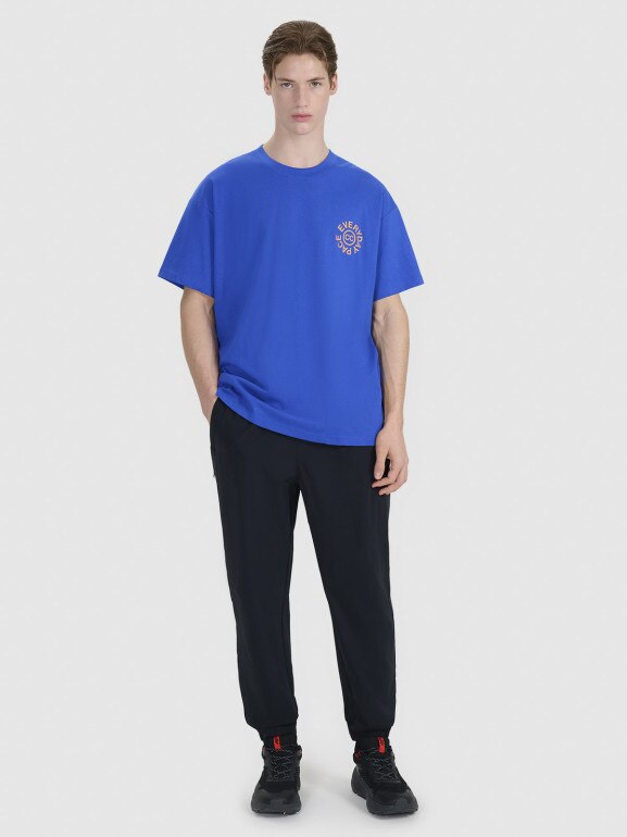 Męski t-shirt oversize z nadrukiem 4F 4FWSS25TTSHM1979 - niebieski