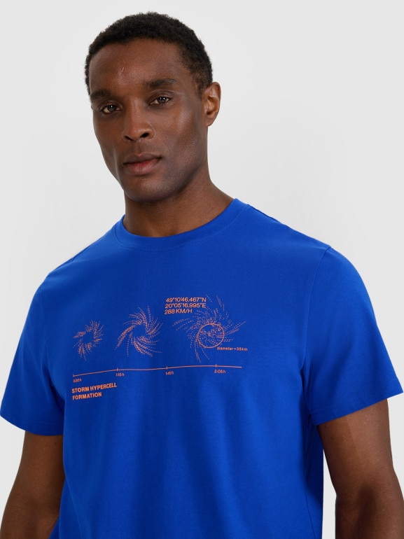 Męski t-shirt z nadrukiem 4F 4FWSS25TTSHM1982 - niebieski