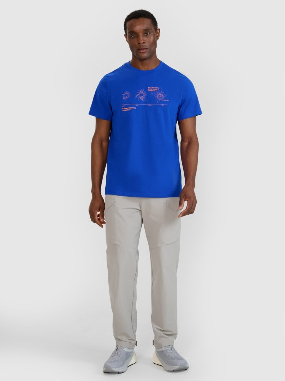 Męski t-shirt z nadrukiem 4F 4FWSS25TTSHM1982 - niebieski