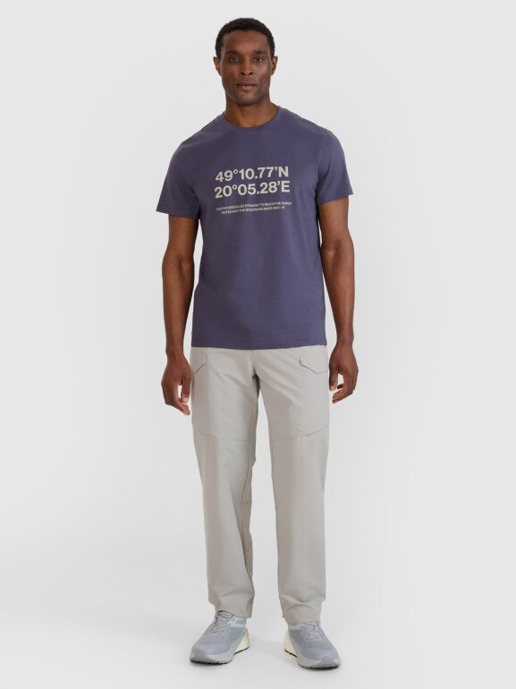 Męski t-shirt z nadrukiem 4F 4FWSS25TTSHM2209 - niebieski