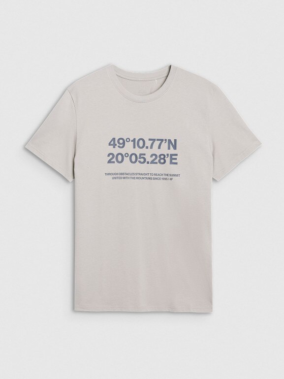 Męski t-shirt z nadrukiem 4F 4FWSS25TTSHM2209 -szary