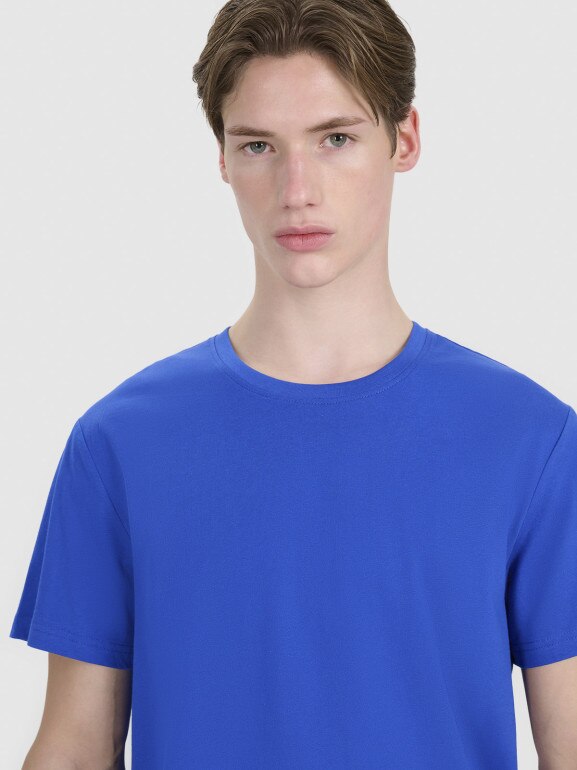 Męski t-shirt basic 4F FWSS25TTSHM2239 - niebieski