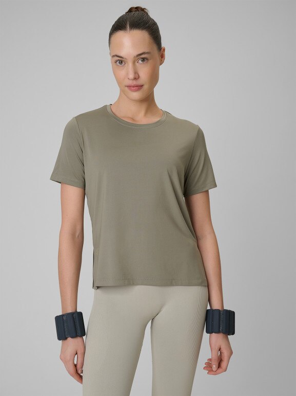 Damska koszulka treningowa 4F 4FWSS26TFTSF1847 - khaki