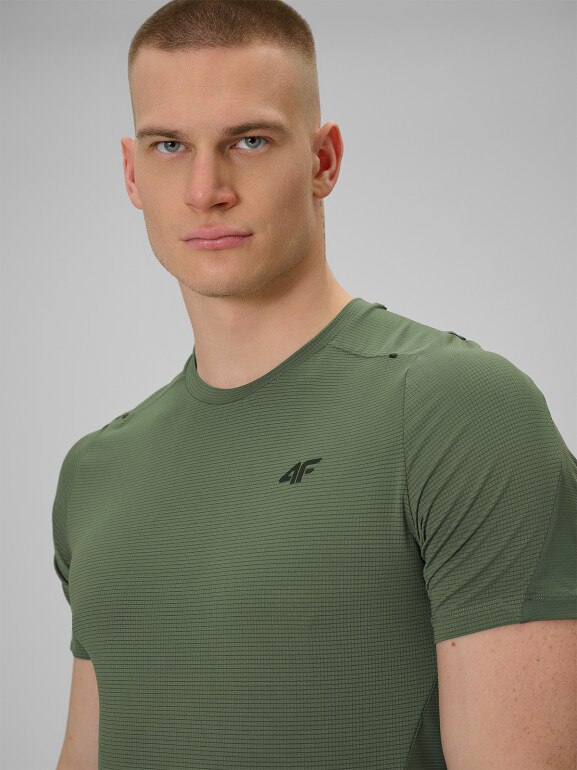 Męska koszulka treningowa 4F 4FWSS26TFTSM1775 - khaki
