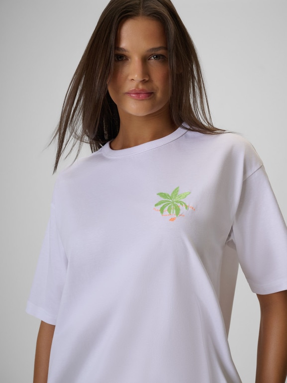 Damski t-shirt z nadrukiem 4F 4FWSS26TTSHF2719 - biały