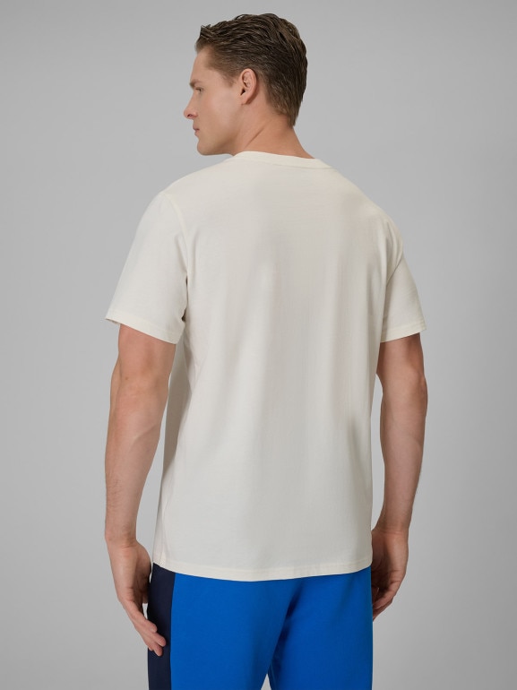Męski t-shirt z nadrukiem 4F 4FWSS26TTSHM2667 - beżowy