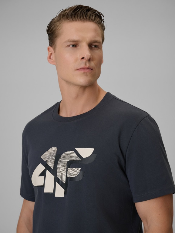 Męski t-shirt z nadrukiem 4F 4FWSS26TTSHM2667 - szary