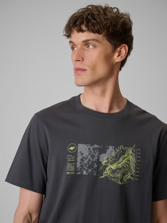 Męski t-shirt z nadrukiem 4F 4FWSS26TTSHM2823 - szary