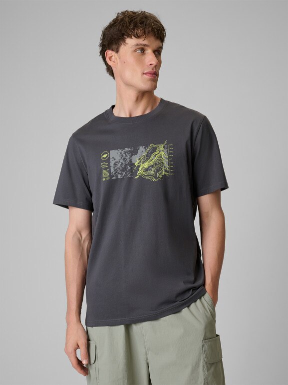 Męski t-shirt z nadrukiem 4F 4FWSS26TTSHM2823 - szary