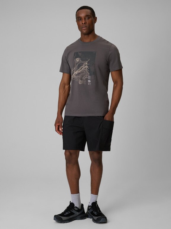 Męski t-shirt z nadrukiem 4F 4FWSS26TTSHM2825 - szary