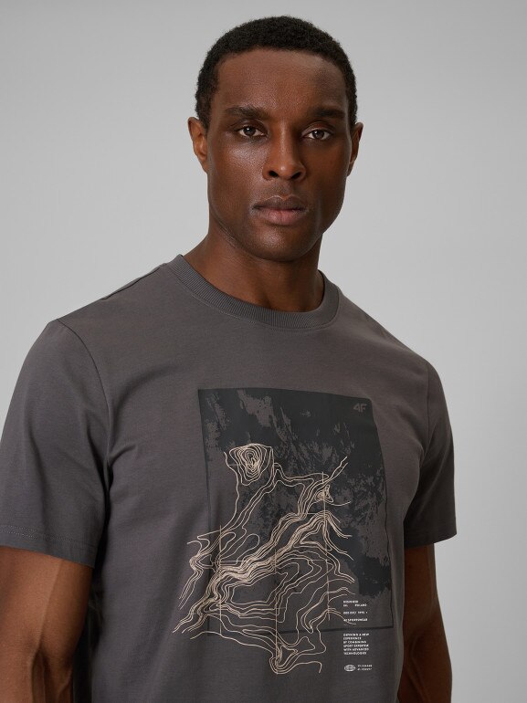 Męski t-shirt z nadrukiem 4F 4FWSS26TTSHM2825 - szary