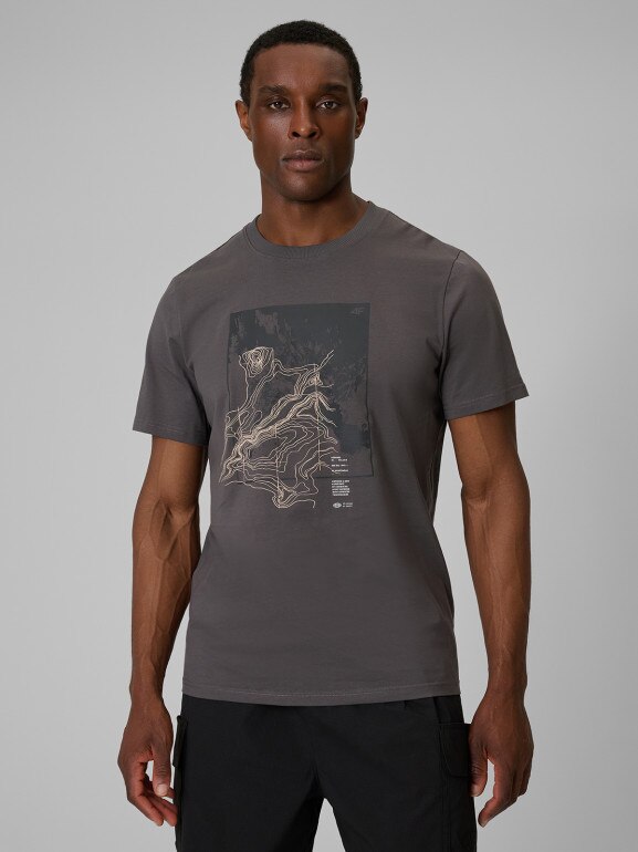 Męski t-shirt z nadrukiem 4F 4FWSS26TTSHM2825 - szary