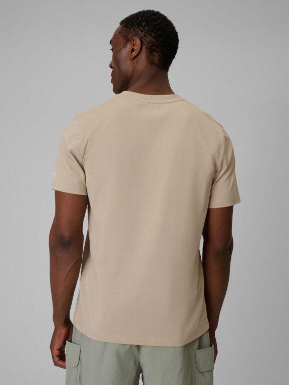 Męski t-shirt z nadrukiem 4F 4FWSS26TTSHM2825 - beżowy