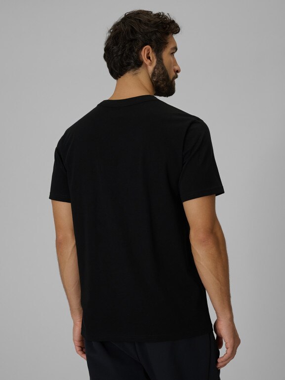 Męski t-shirt z nadrukiem 4F 4FWSS26TTSHM3330 - czarny