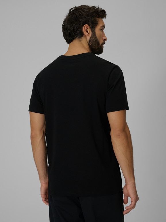 Męski t-shirt z nadrukiem 4F 4FWSS26TTSHM3331 - czarny