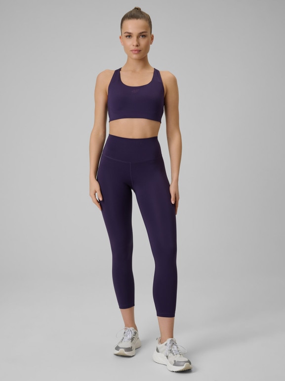 Damski biustonosz treningowy 4F 4FWSS26USBAF222 - fioletowy