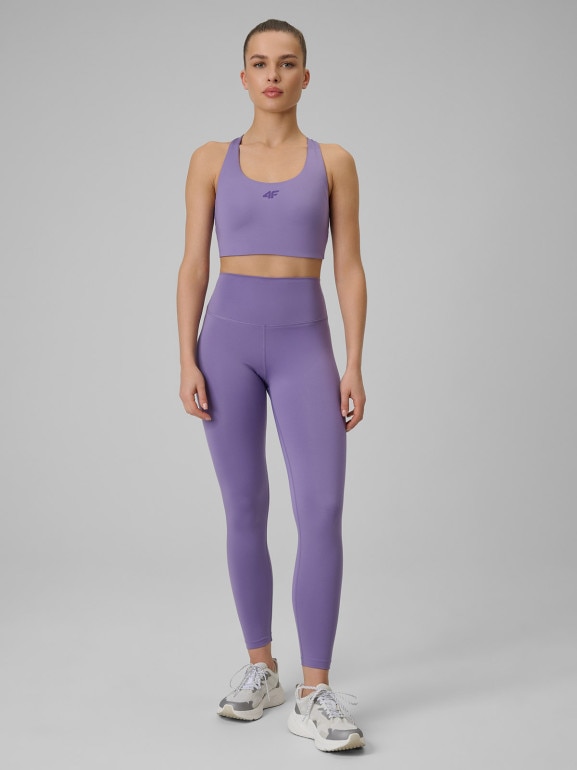 Damski biustonosz treningowy 4F 4FWSS26USBAF222 - fioletowy