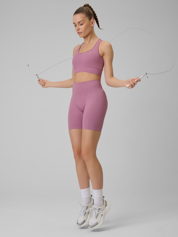 Damski biustonosz treningowy 4F 4FWSS26USBAF242 - różowy