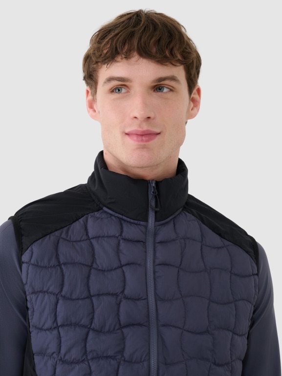 Męski bezrękawnik trekkingowy Primaloft Black 4F 4FWSS25TVJAM177 - granatowy