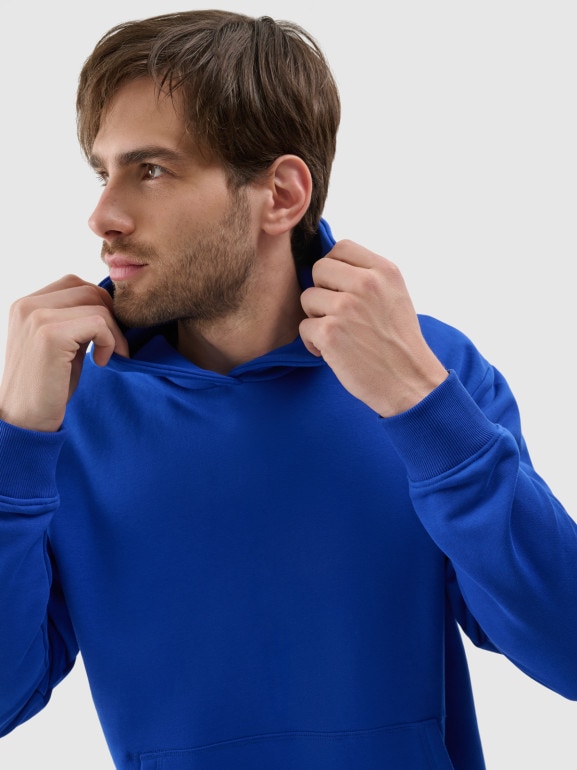 Bluza dresowa nierozpinana z kapturem męska 4F 4FWSS25TSWSM1749 - niebieska