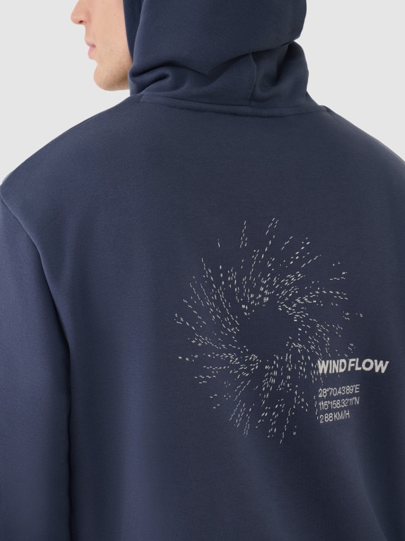 Męska bluza dresowa nierozpinana z kapturem 4F 4FWSS25TSWSM1749 - granatowa