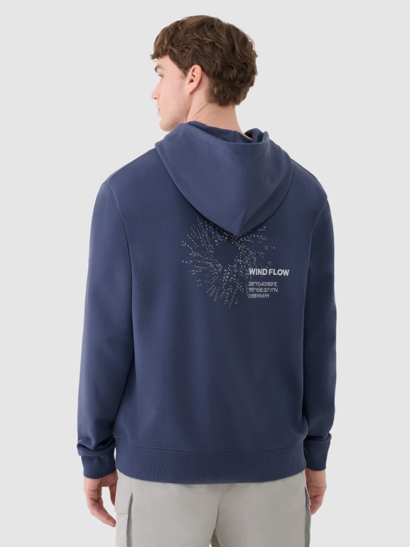 Męska bluza dresowa nierozpinana z kapturem 4F 4FWSS25TSWSM1749 - granatowa