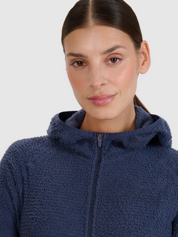 Damska bluza trekkingowa z kapturem Primaloft Active 4F 4FWSS25TFSWF481 - granatowa