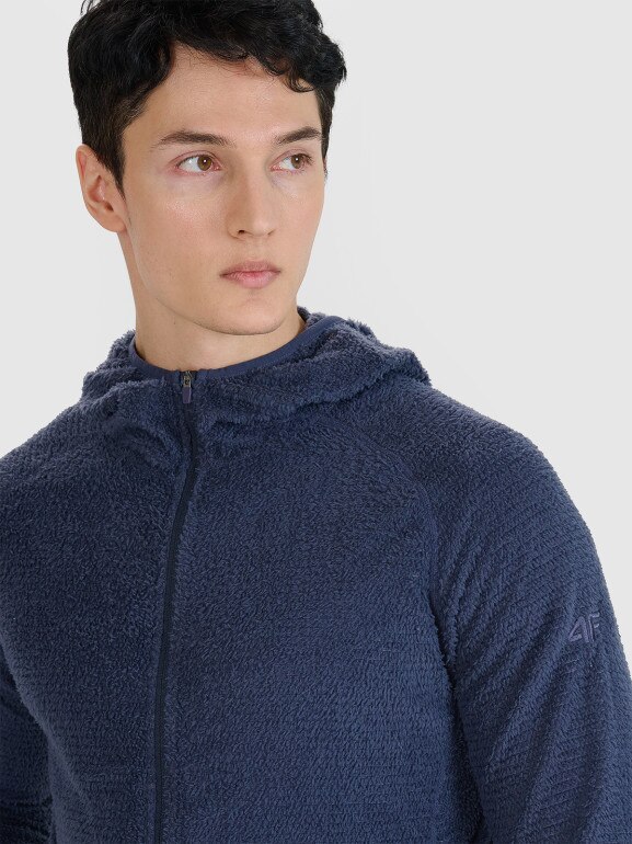 Męska bluza trekkingowa z kapturem Primaloft Active 4F 4FWSS25TFSWM473 - granatowa