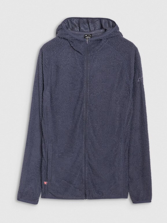 Męska bluza trekkingowa z kapturem Primaloft Active 4F 4FWSS25TFSWM473 - granatowa