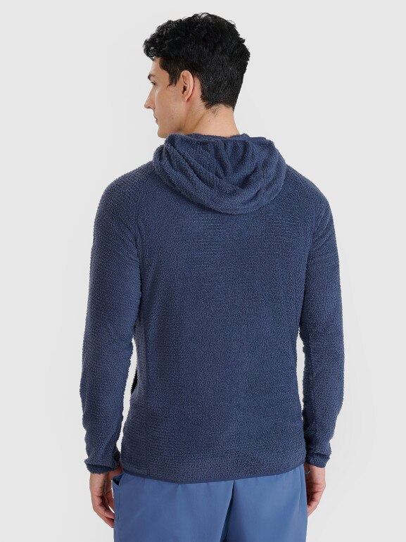 Męska bluza trekkingowa z kapturem Primaloft Active 4F 4FWSS25TFSWM473 - granatowa
