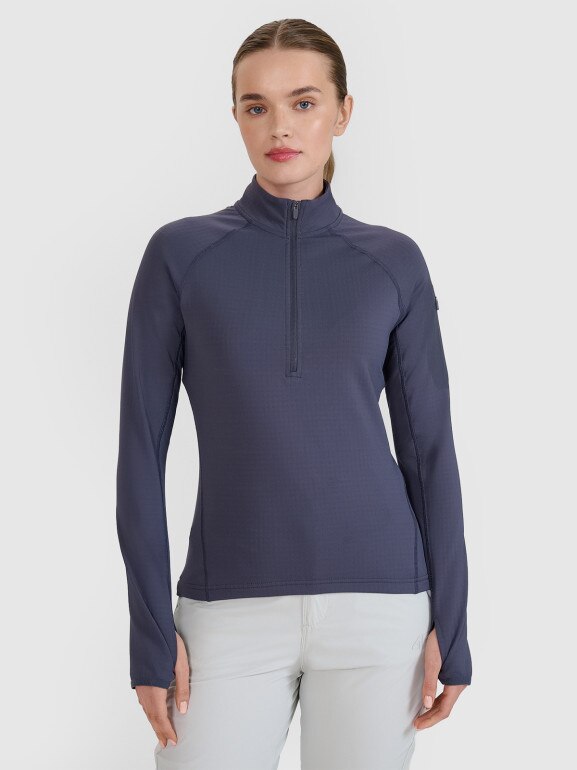 Damska bluza trekkingowa rozpinana bez kaptura 4F 4FWSS25TFSWF476 - szara