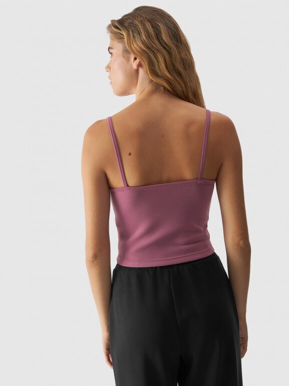 Damski crop-top 4F 4FWAW24TSLEF107 - różowy