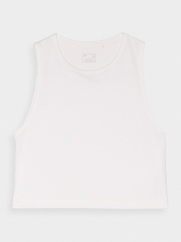 Damski crop top 4F 4FRAW24TSLEF183 - biały