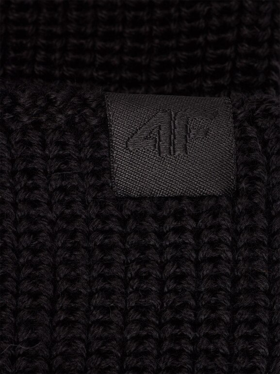 Czapka beanie z wełną merino uniseks 4F 4FRAW25ACAPU0807 - czarna