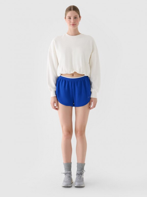 Damska bluza dresowa nierozpinana bez kaptura 4F 4FRSS24TSWSF2027 - biała 