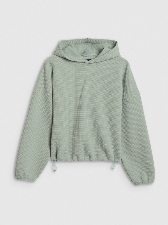 Damska bluza dresowa nierozpinana z kapturem 4F 4FWAW25TSWSF1847 - zielona